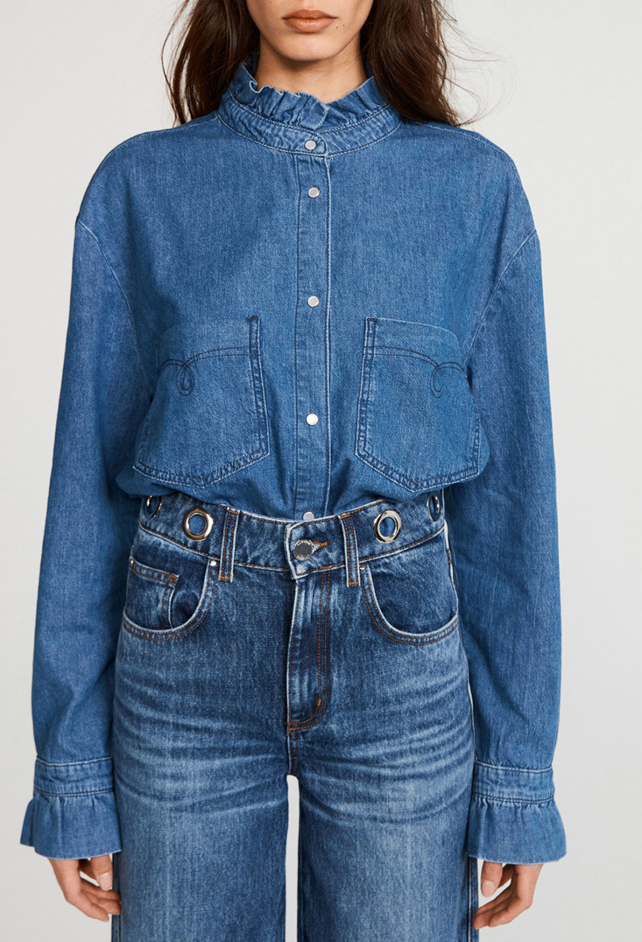 Organic cotton gathered collar shirt Organic cotton gathered collar shirt