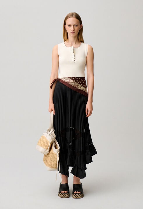 Asymmetrical pleated skirt