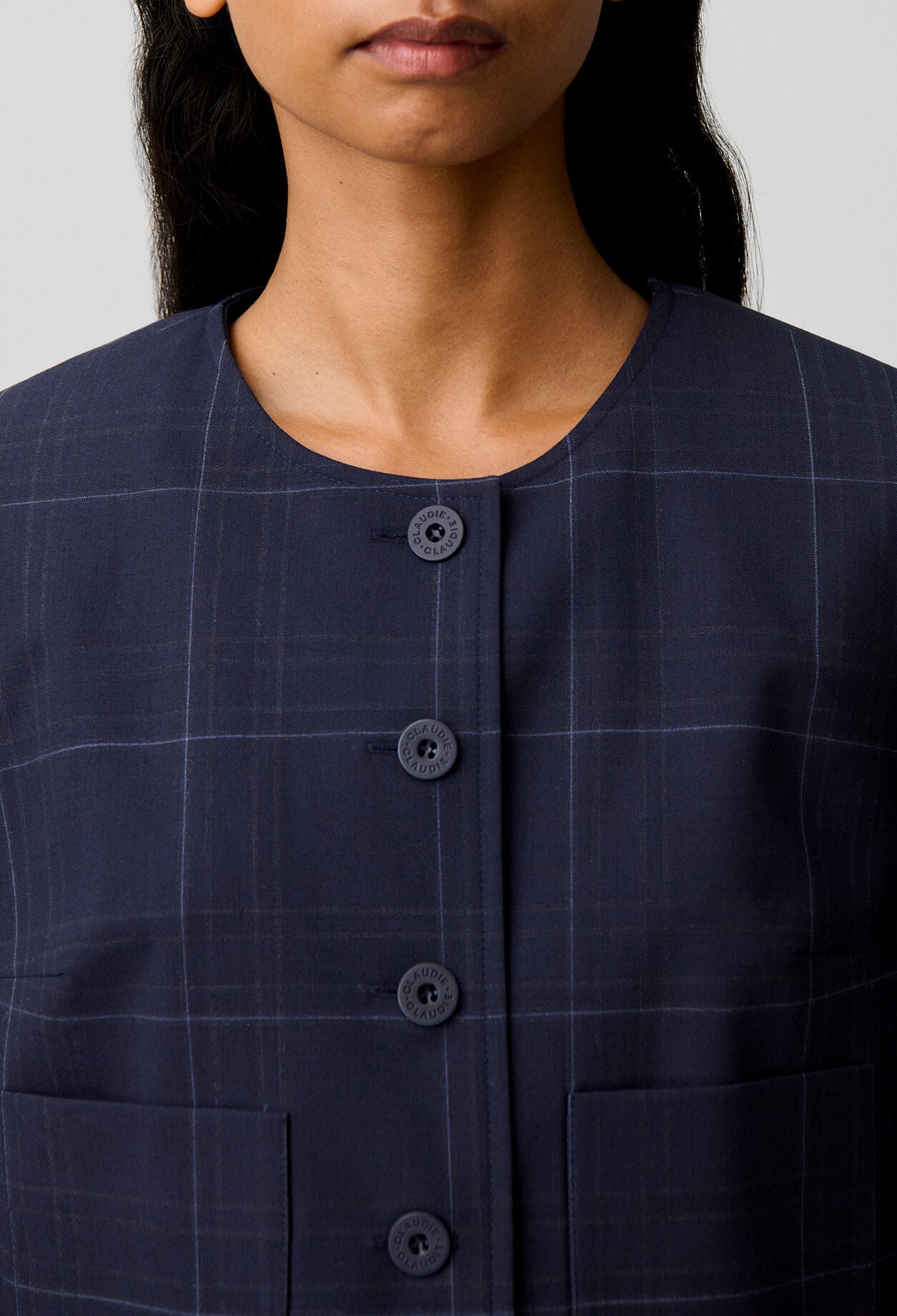 Checked boxy jacket