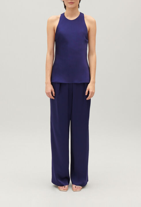 Indigo backless top