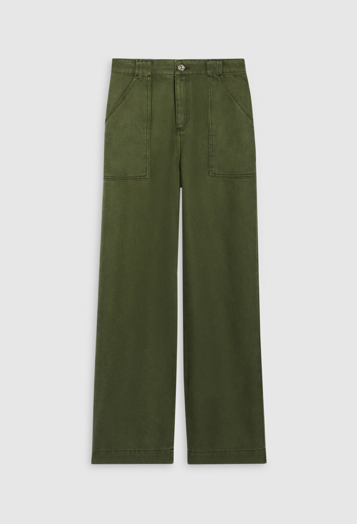 Wide khaki cargo trousers