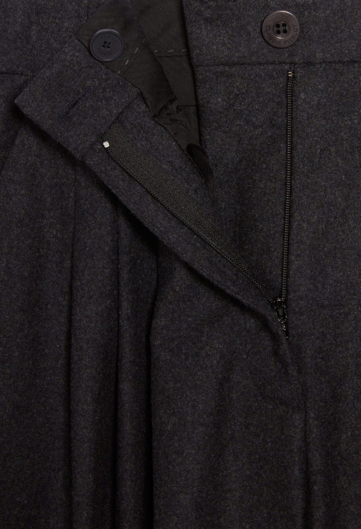 Flecked grey wide-leg trousers