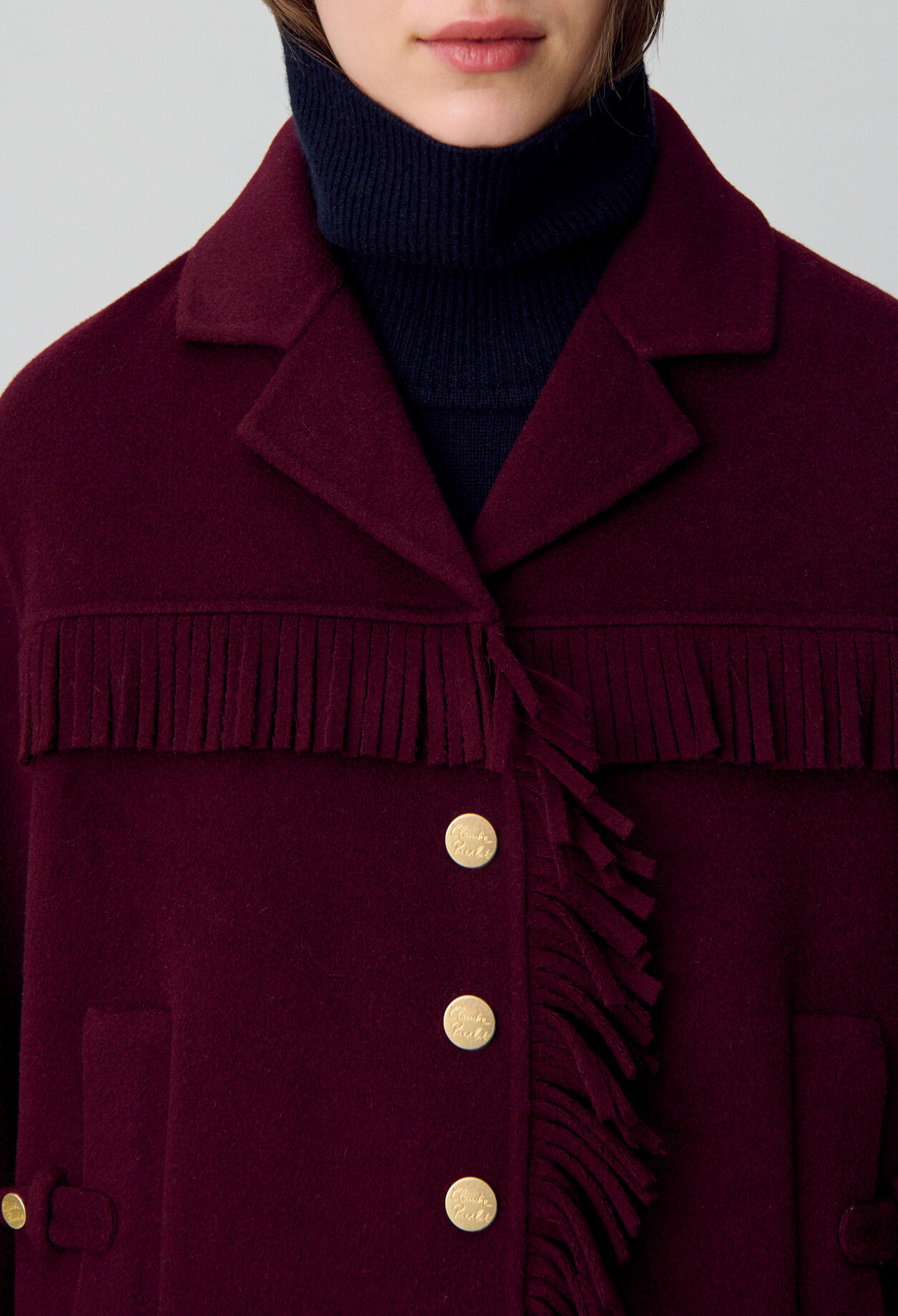Short Wool Coat with Fringes Short Wool Coat with Fringes