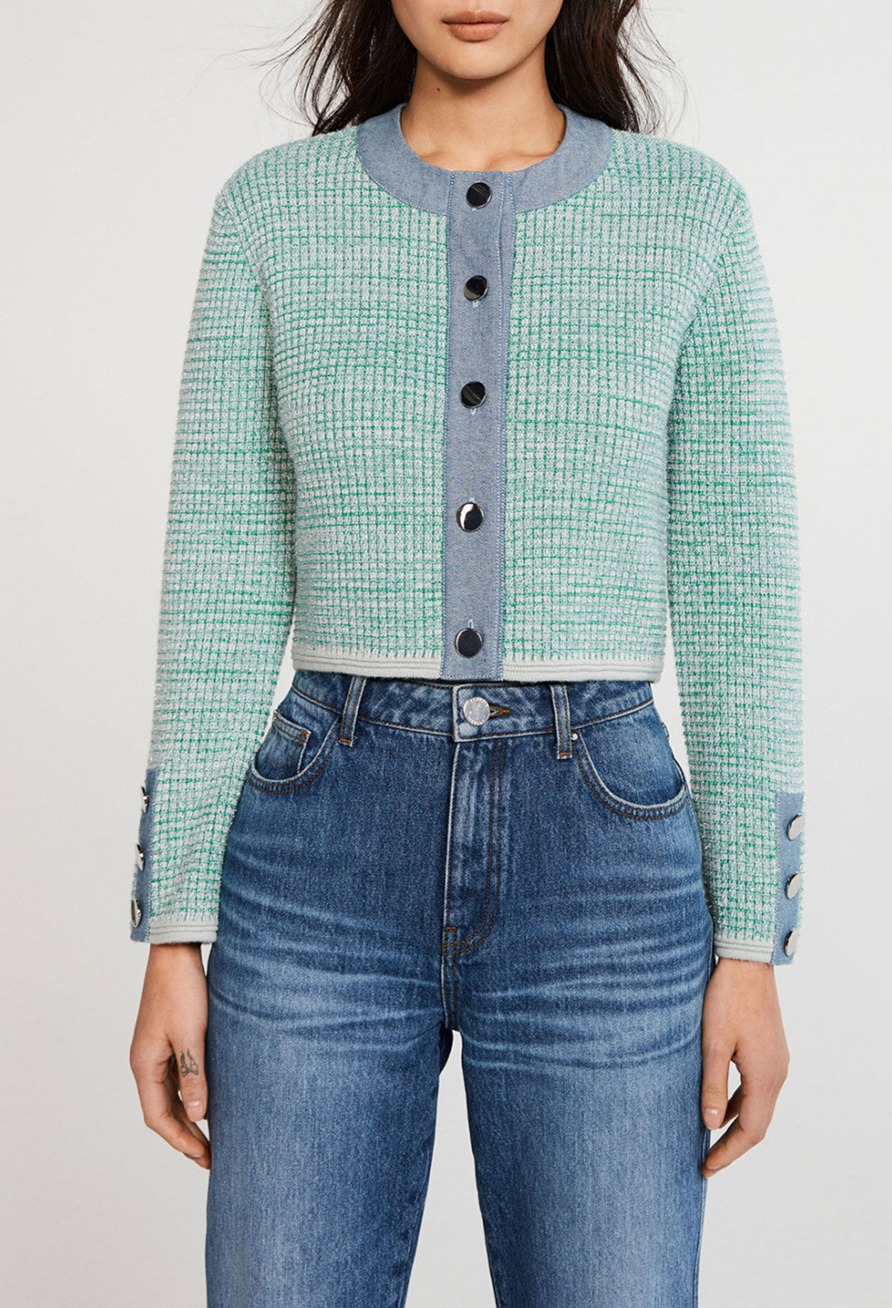 Dual-material cardigan Dual-material cardigan