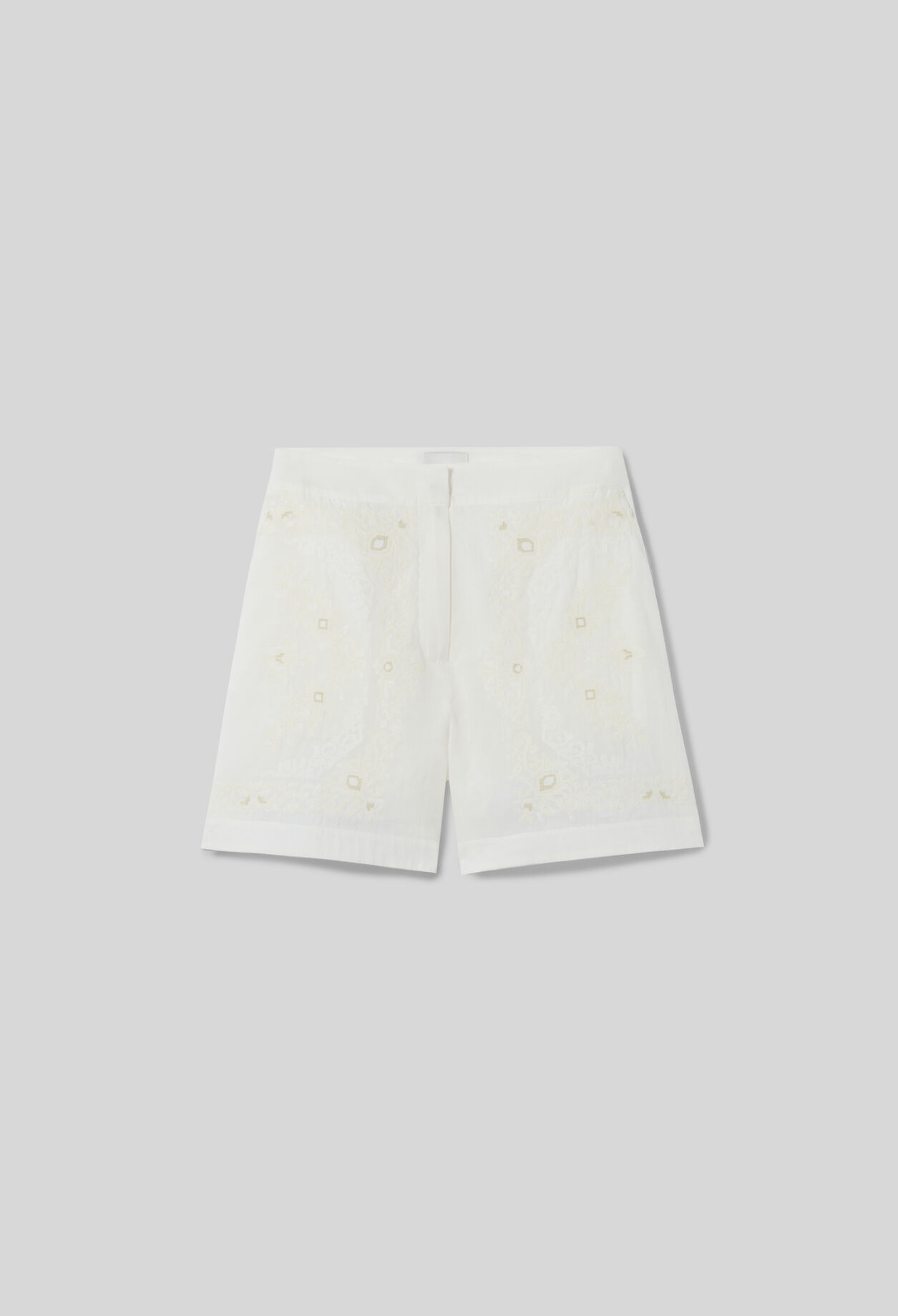 Embroidered cotton ramie shorts