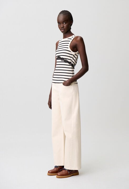 Breton stripe lace cotton T-shirt