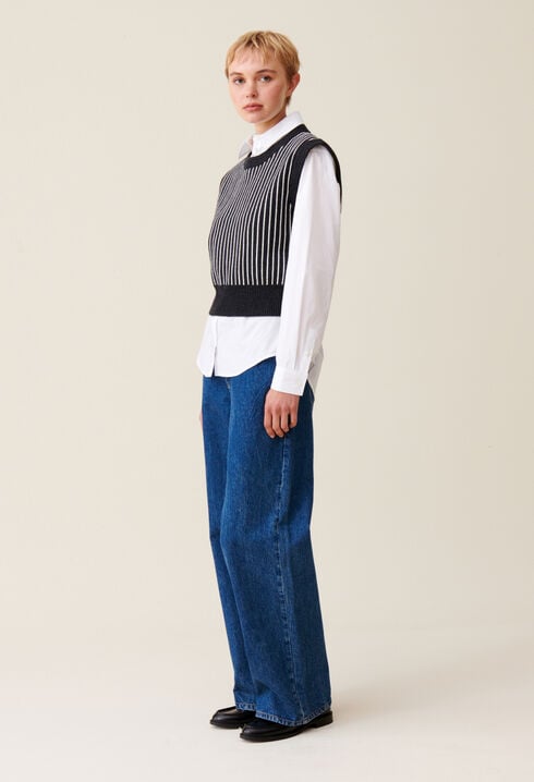 Sleeveless Striped Knit Top