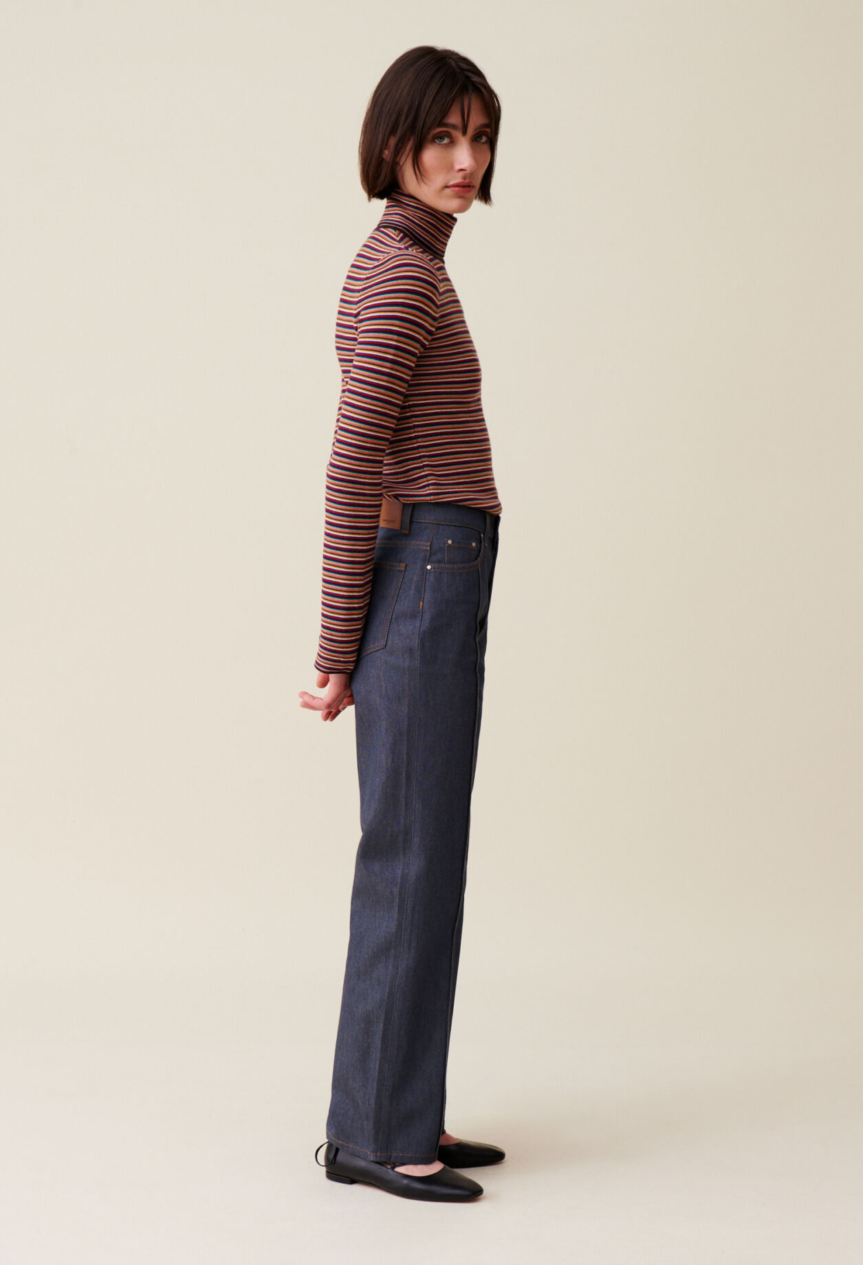 Striped turtleneck jumper