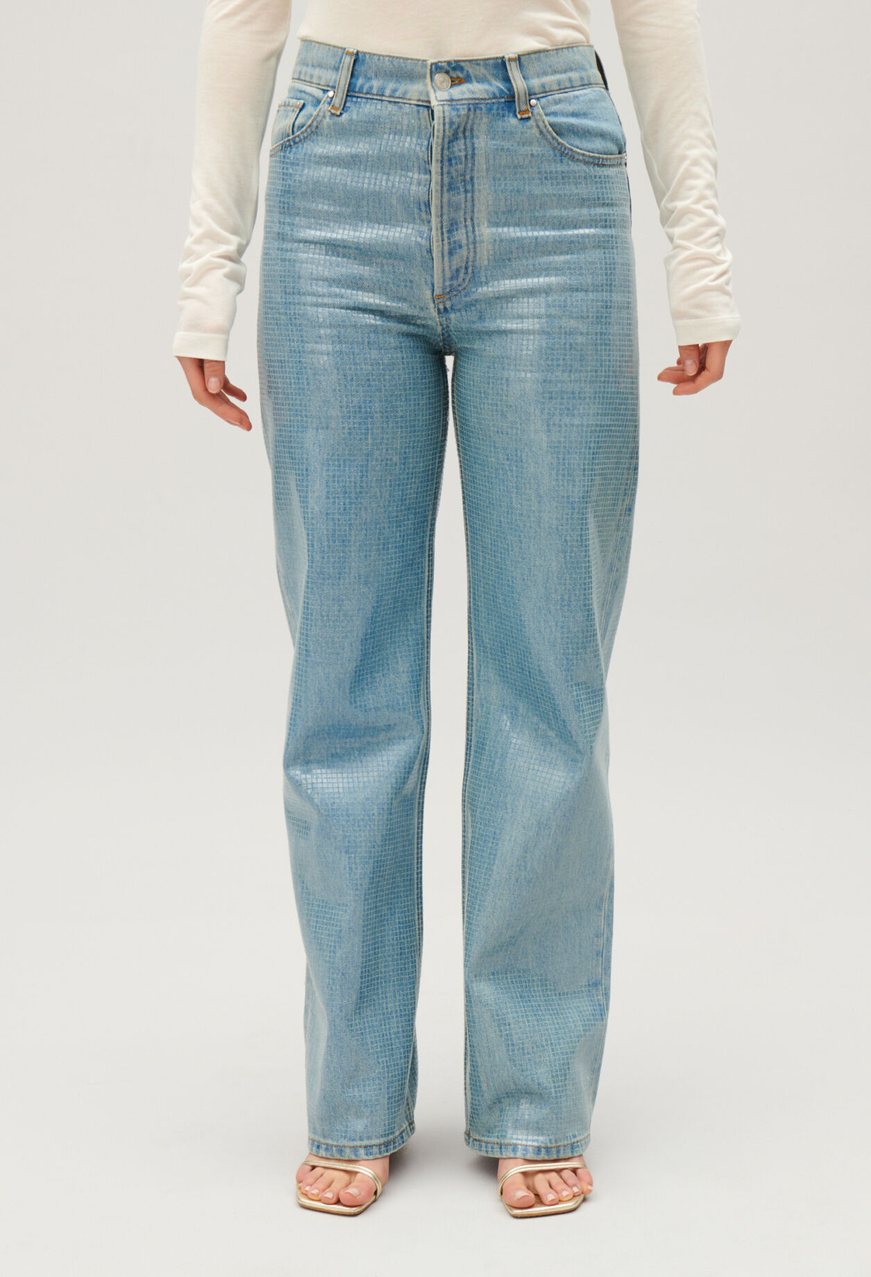 Straight blue glitter Claude jeans