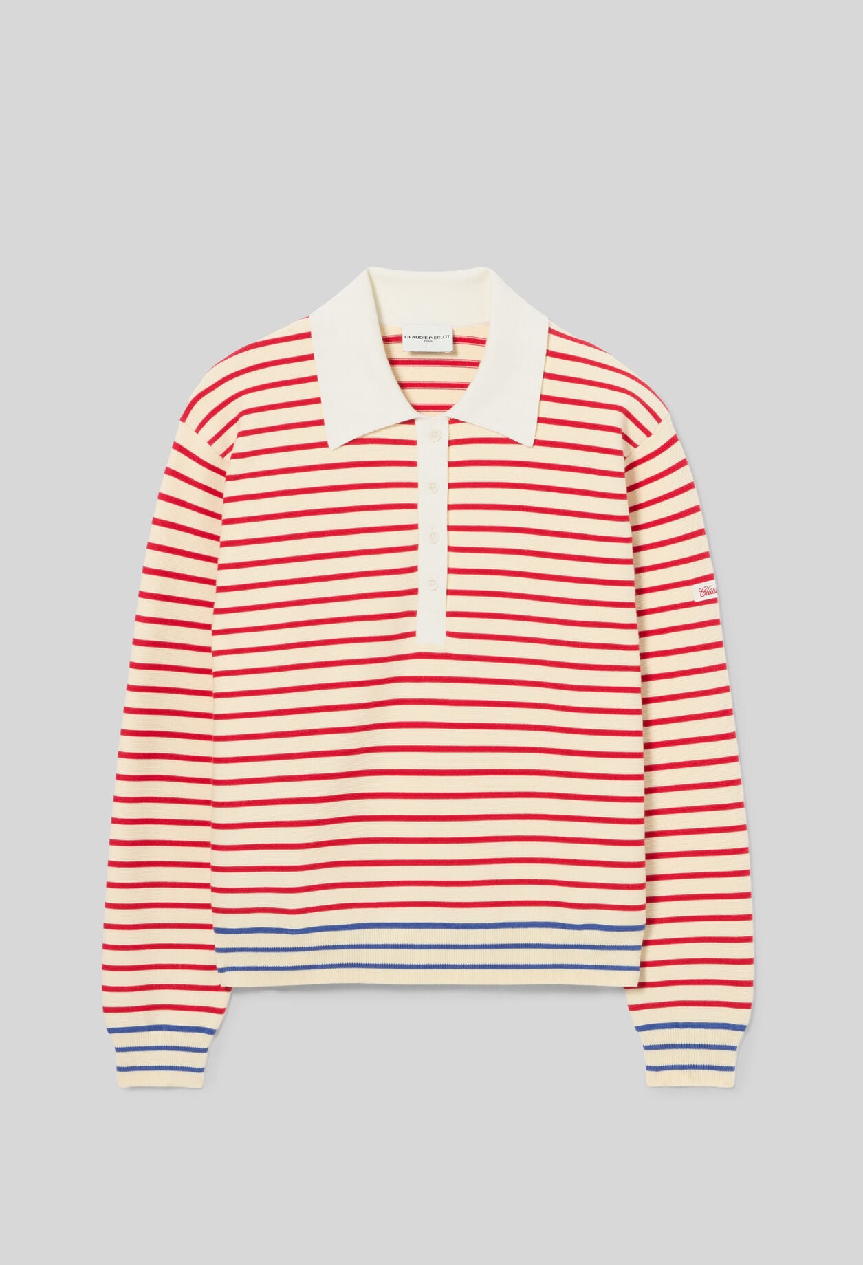 Striped polo neck jumper