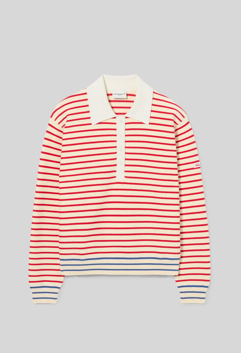 Striped polo neck jumper