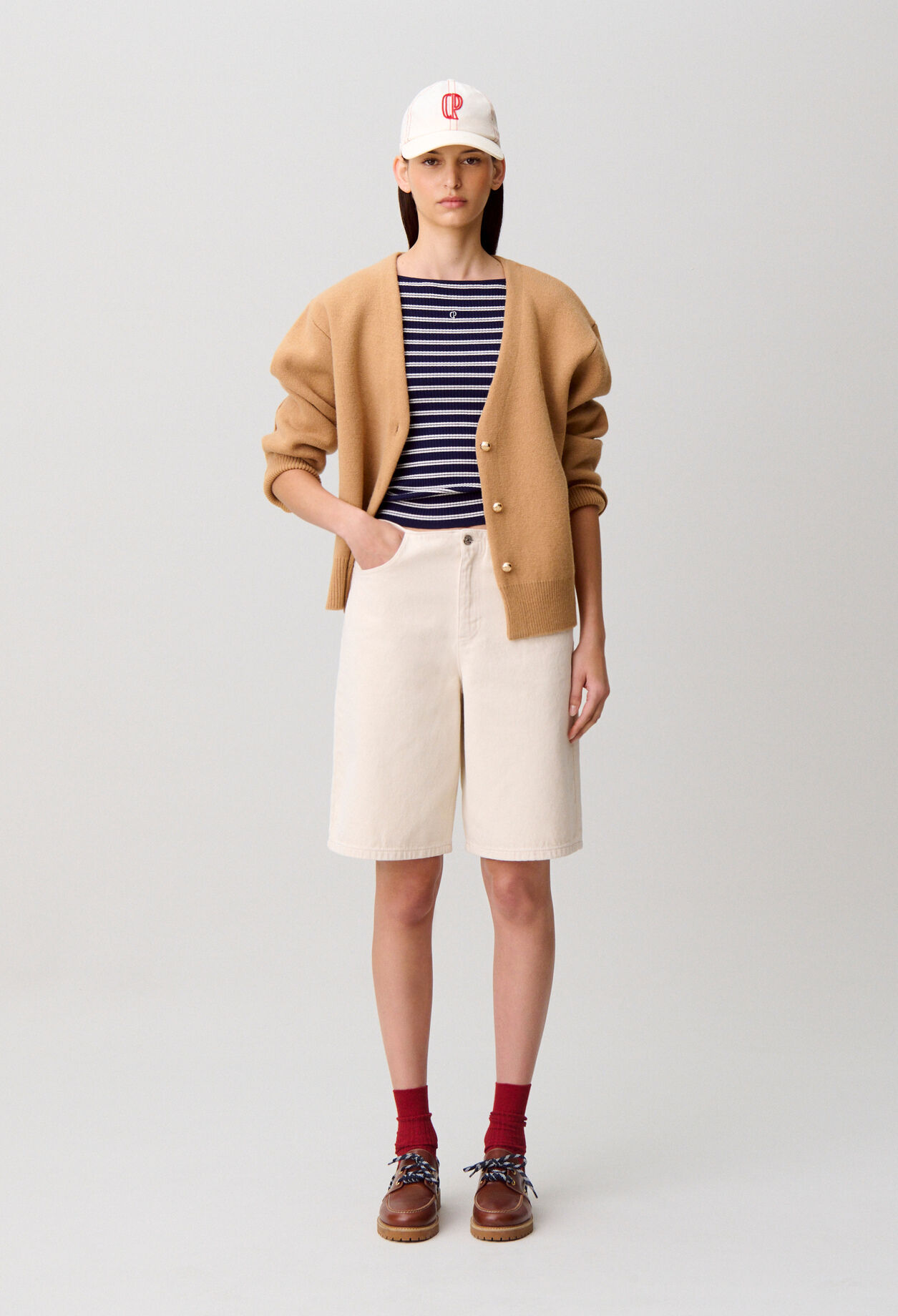 Ecru denim Bermuda shorts