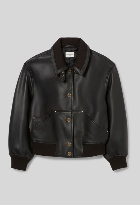 Leather bomber jacket