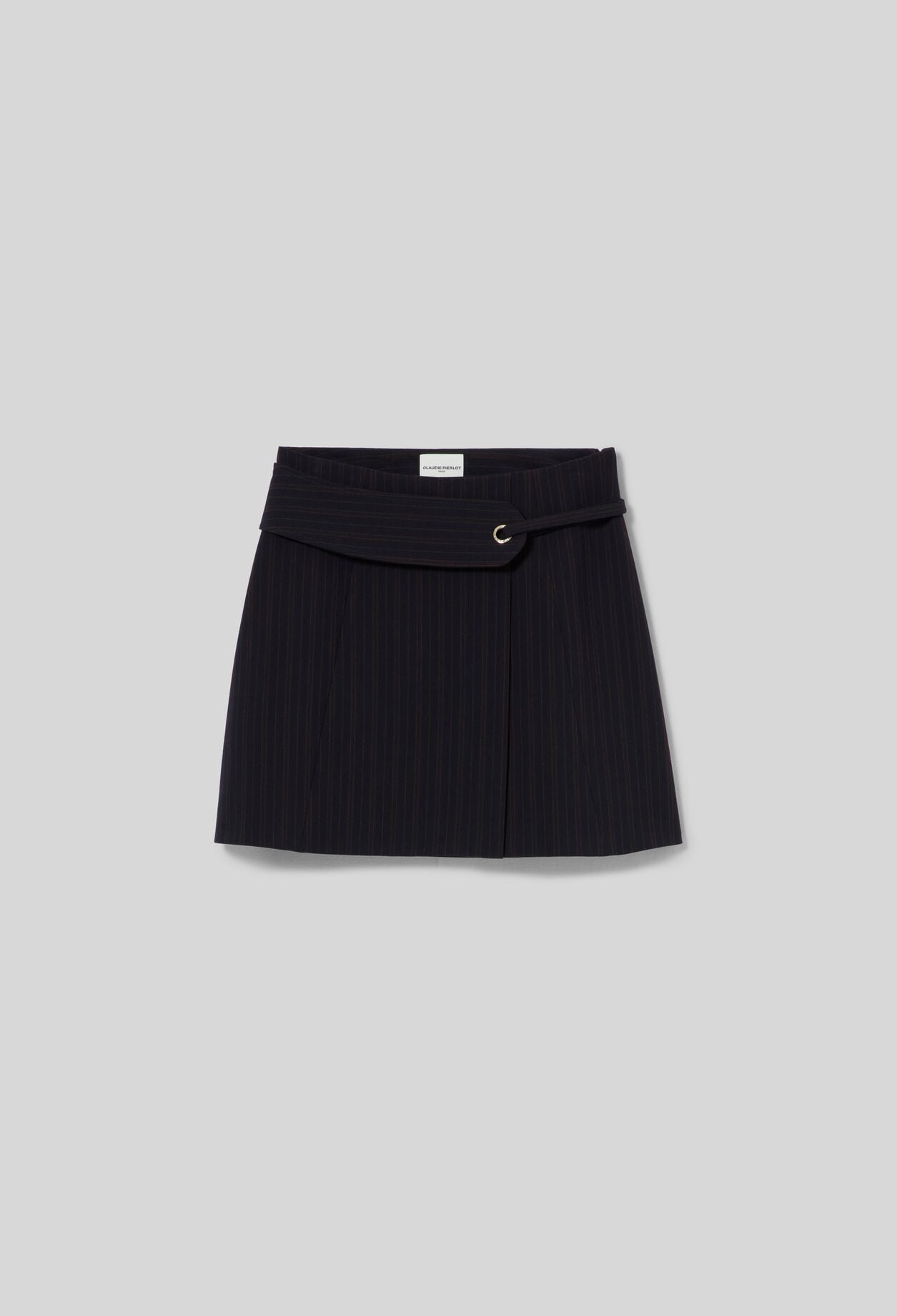 Belted striped skirt