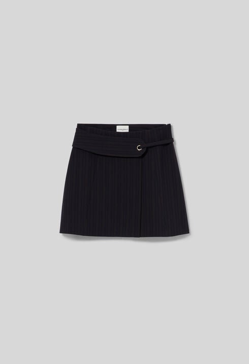 Belted striped skirt