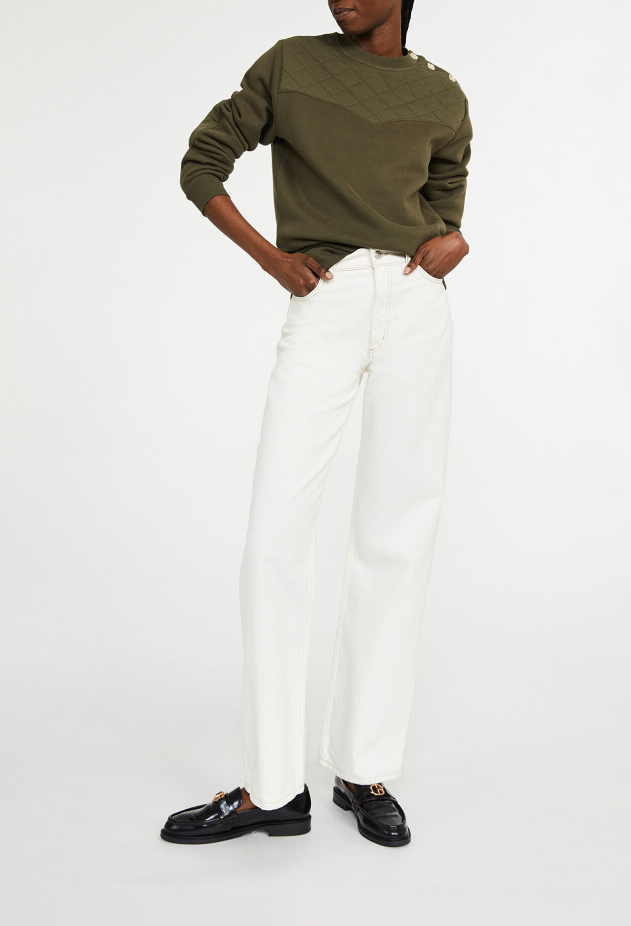 Sweatshirt kaki à manches longues Sweatshirt kaki à manches longues