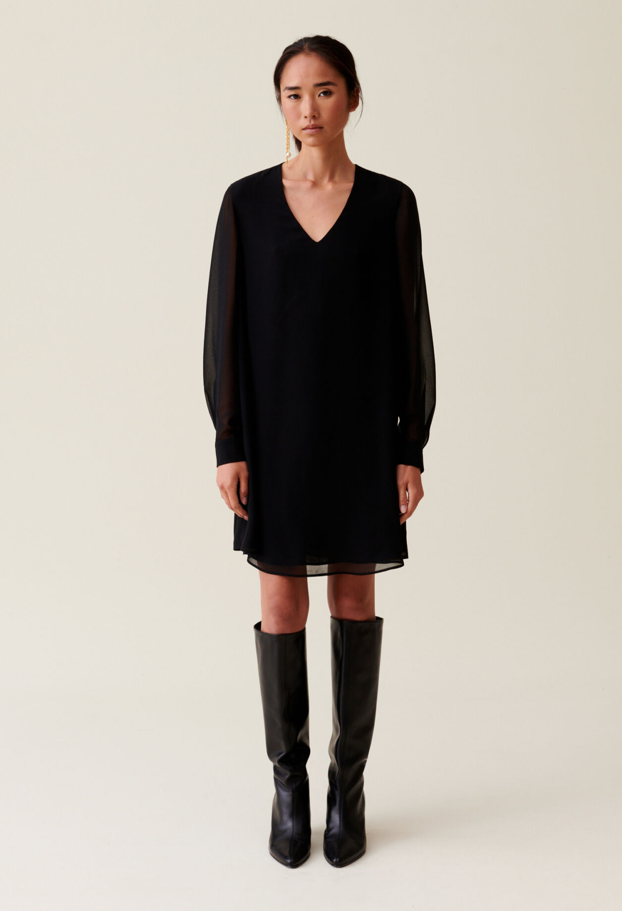 Black flowing babydoll dress