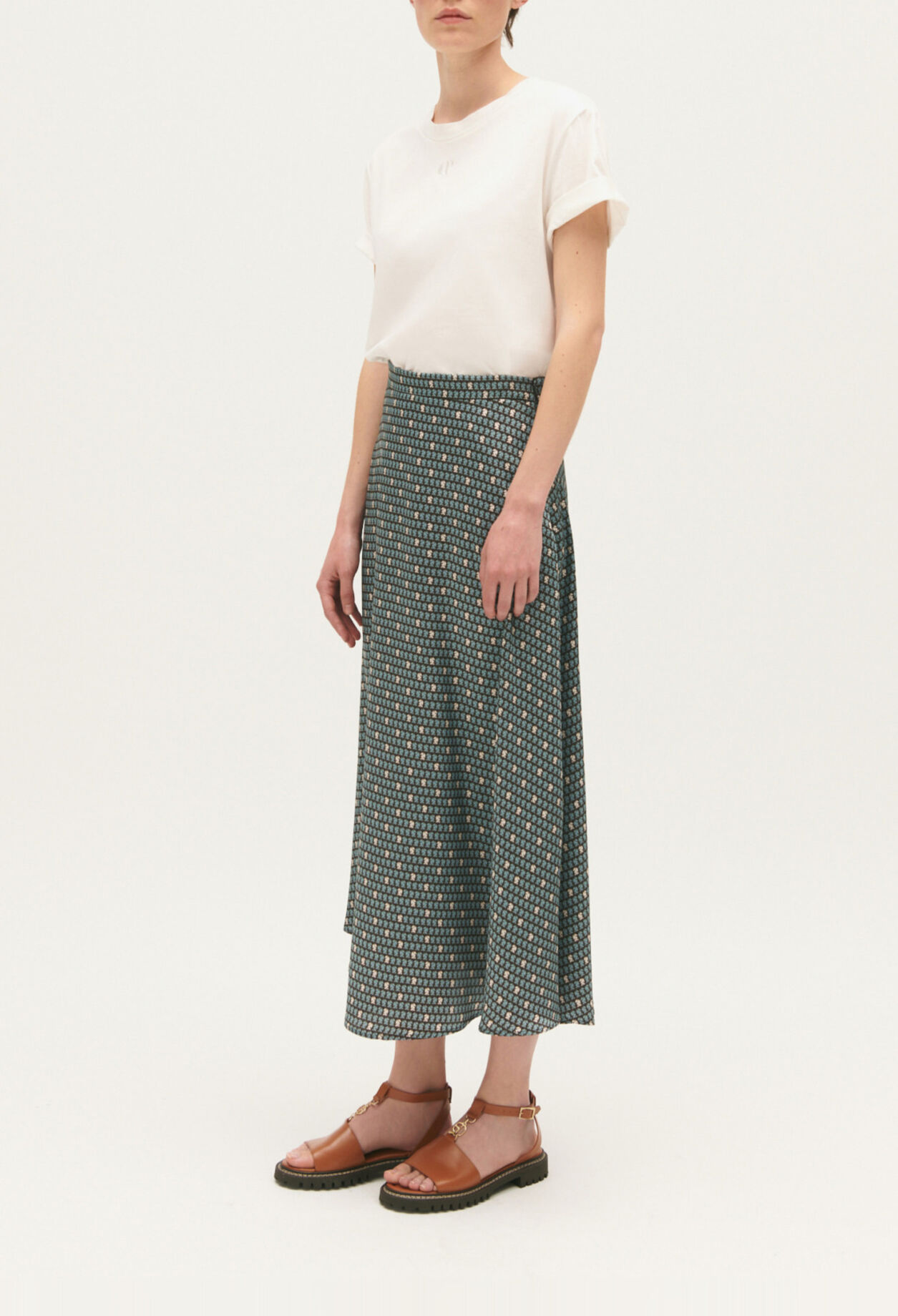 Patterned midi skirt