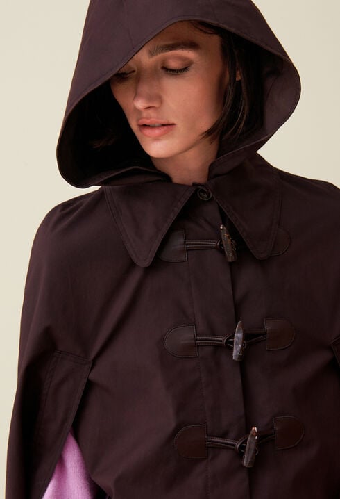 Plum cape with removable hood
