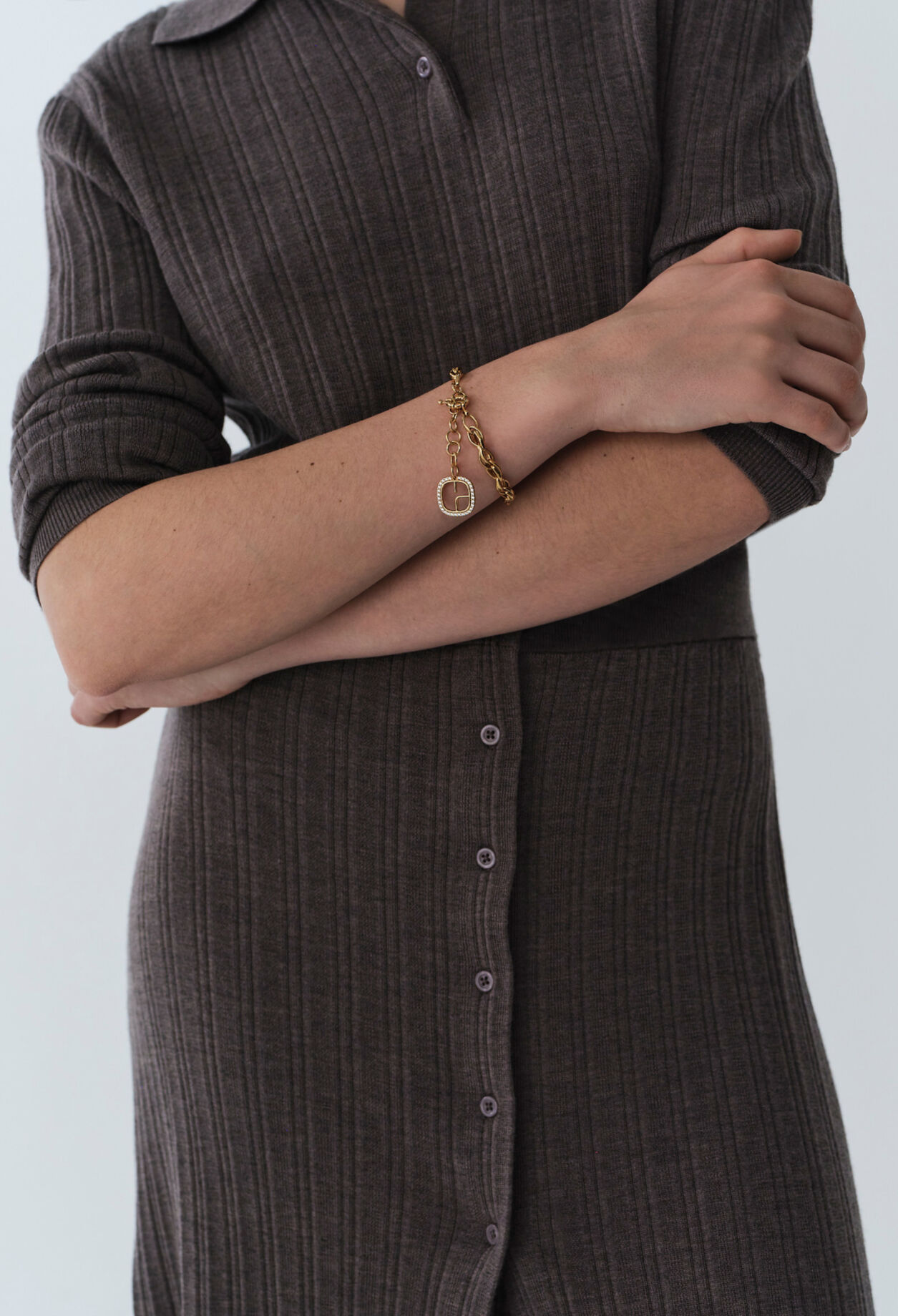 Pleated Midi Skirt with Buttons