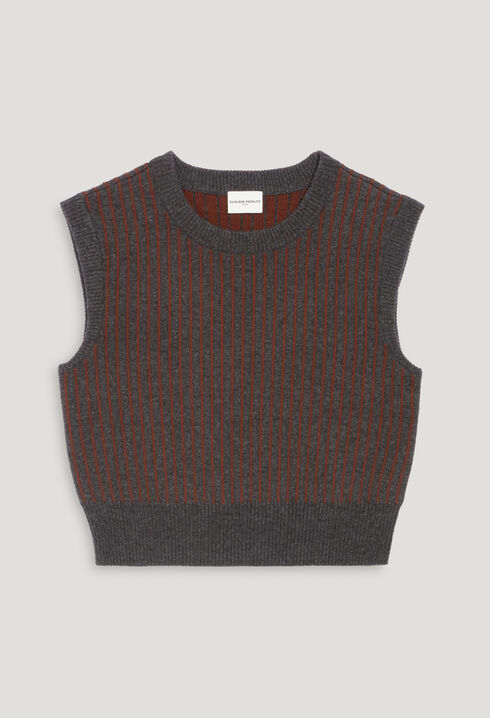 Sleeveless stripy knit jumper
