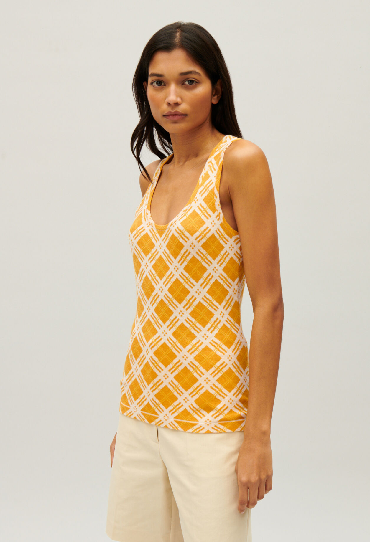 Yellow checked vest top