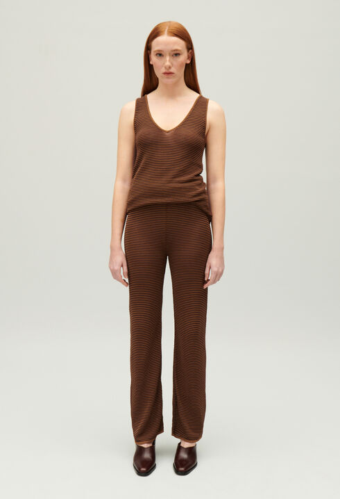 Striped brown vest top