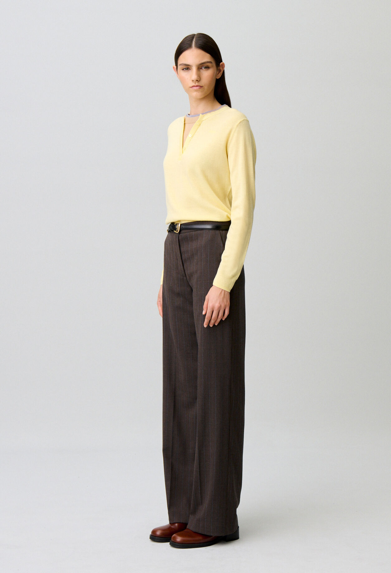 Straight striped wool trousers