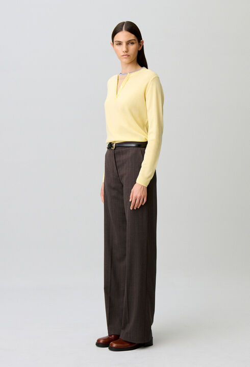 Straight striped wool trousers