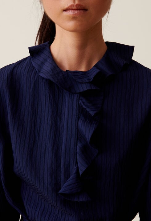 Navy striped ruffle dress