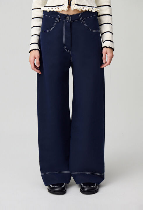 Wide-leg trousers with hems