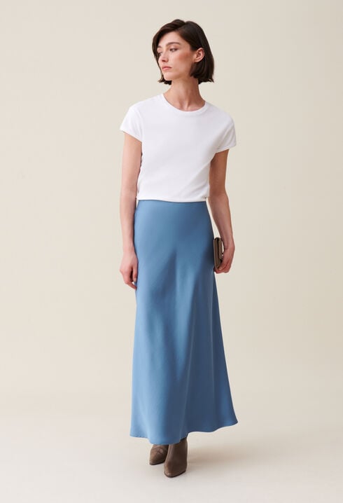 Flowing Satin Midi Skirt