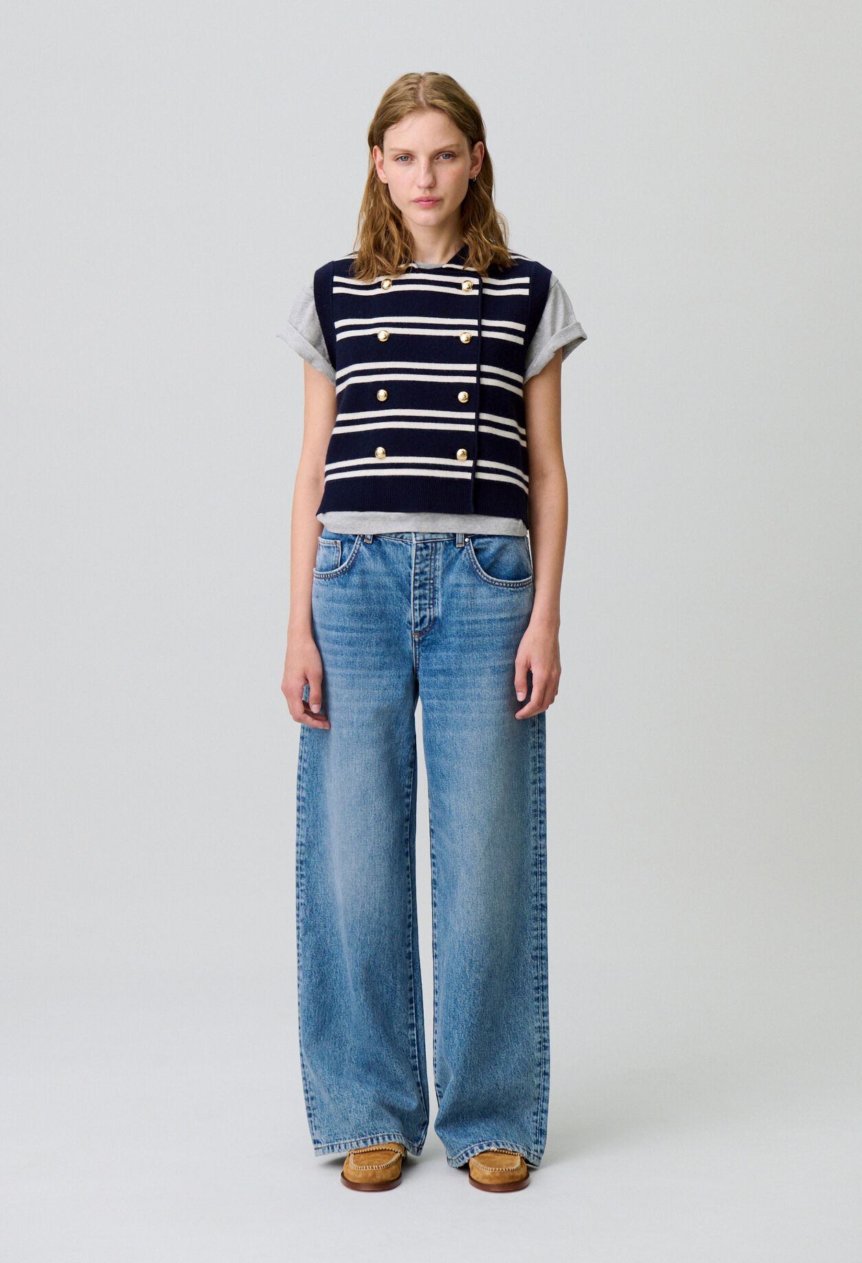 Sleeveless Striped Cardigan