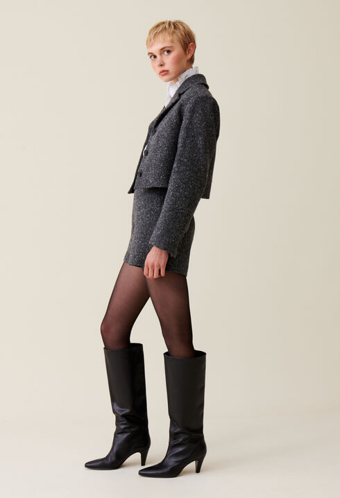 Grey tweed mixed wool blazer