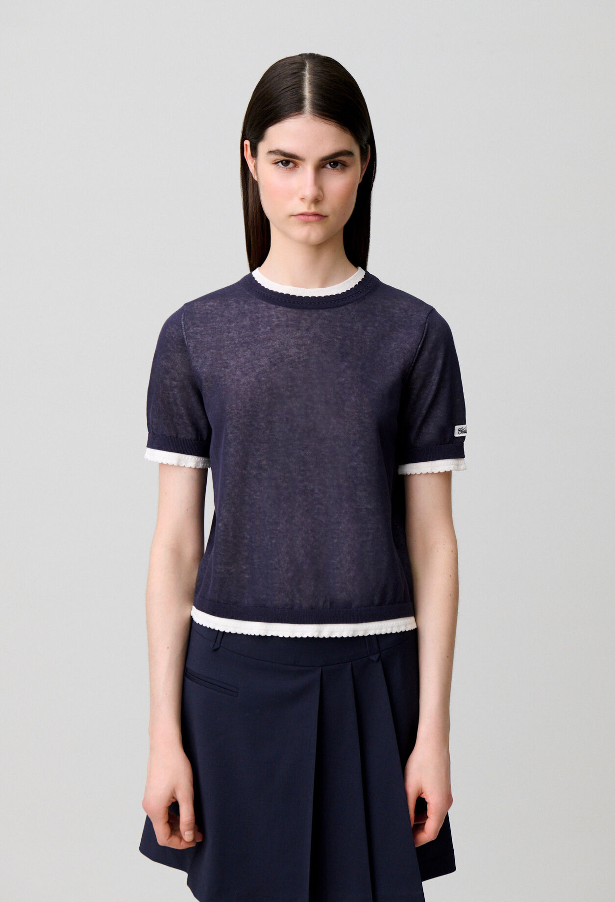 Contrast knit jumper