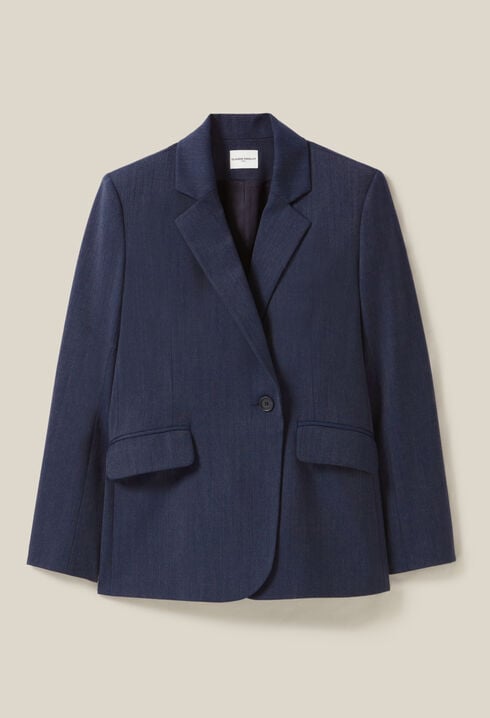 Navy double-breasted blazer