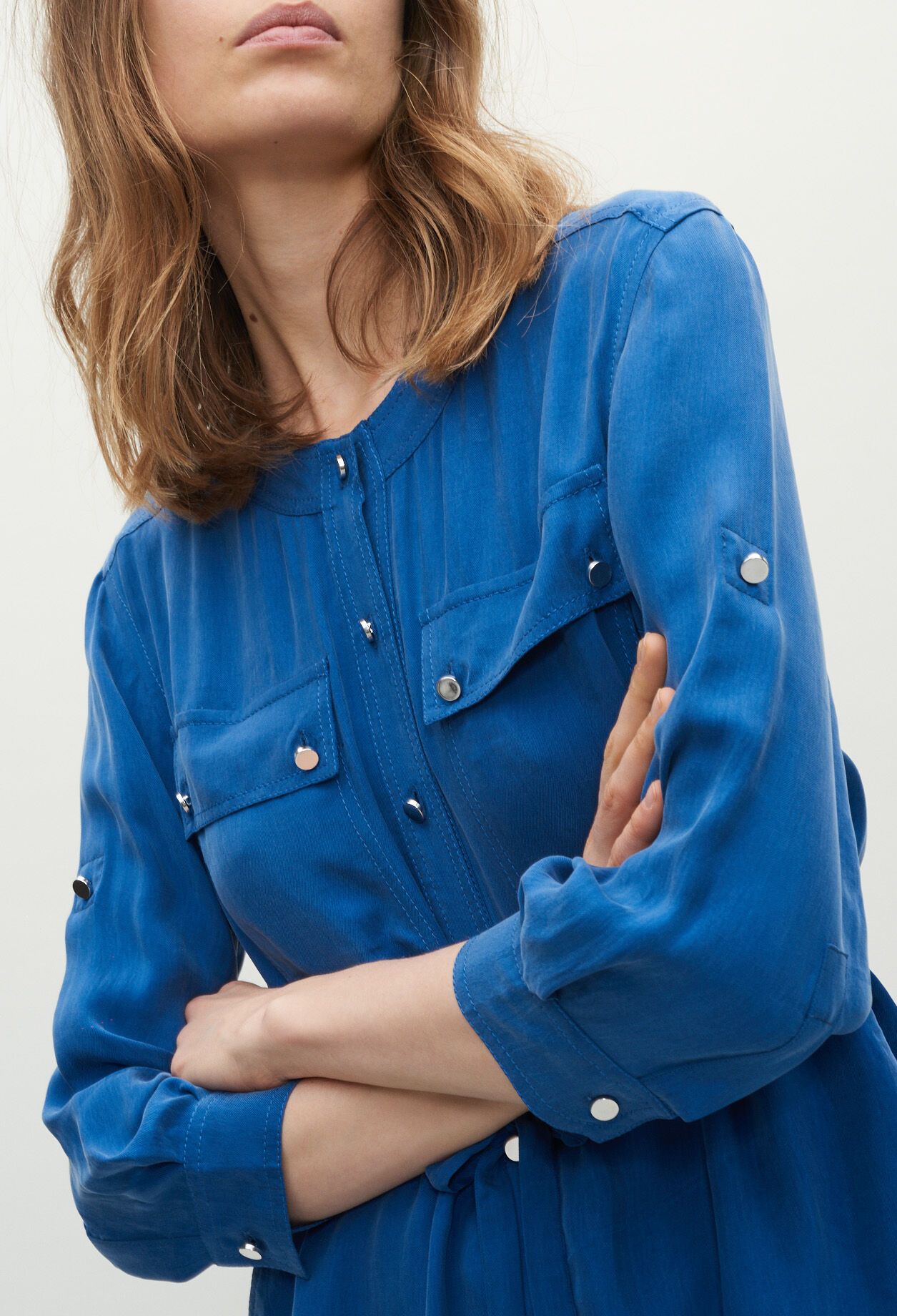 Button-down dress with round neckline