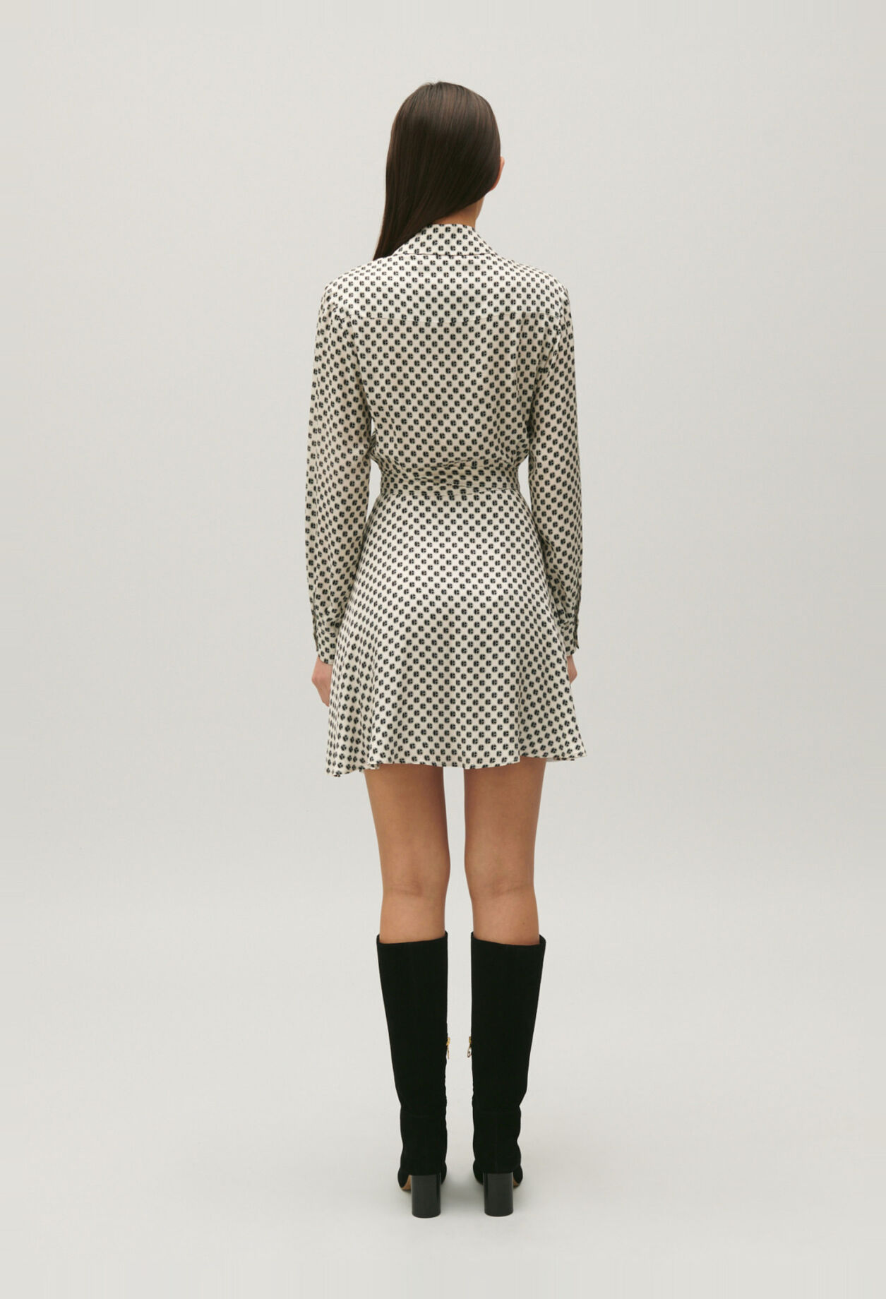 Black and white patterned wrap dress