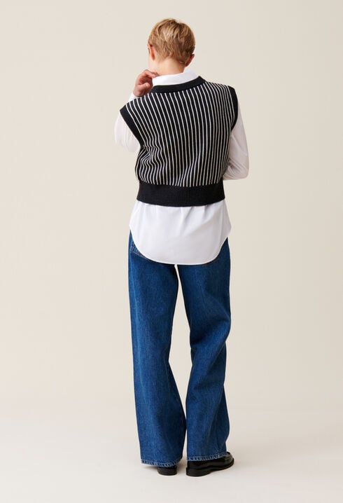 Sleeveless Striped Knit Top