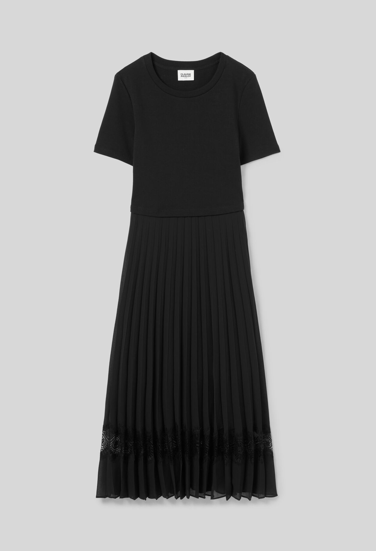 Twist black bi-material midi dress  Twist black bi-material midi dress
