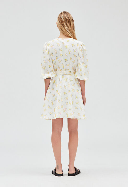 Short wraparound dress mimosa pattern