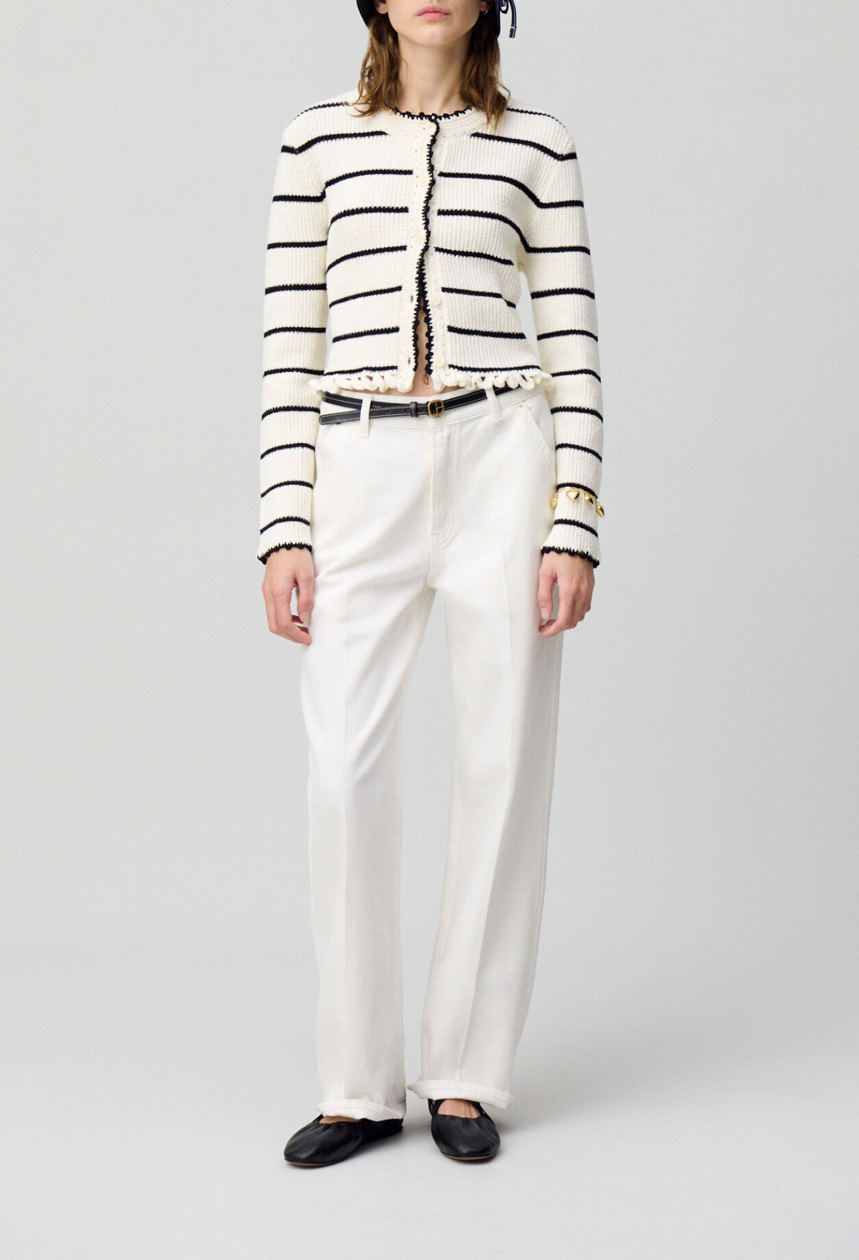 Fine knit striped cardigan