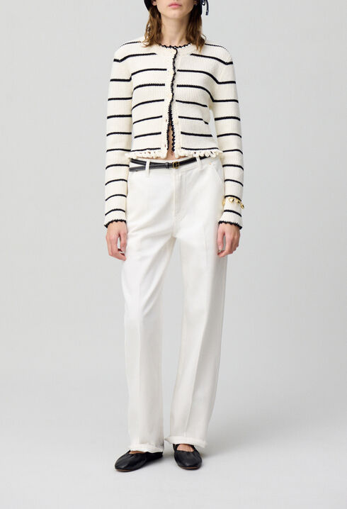 Fine knit striped cardigan