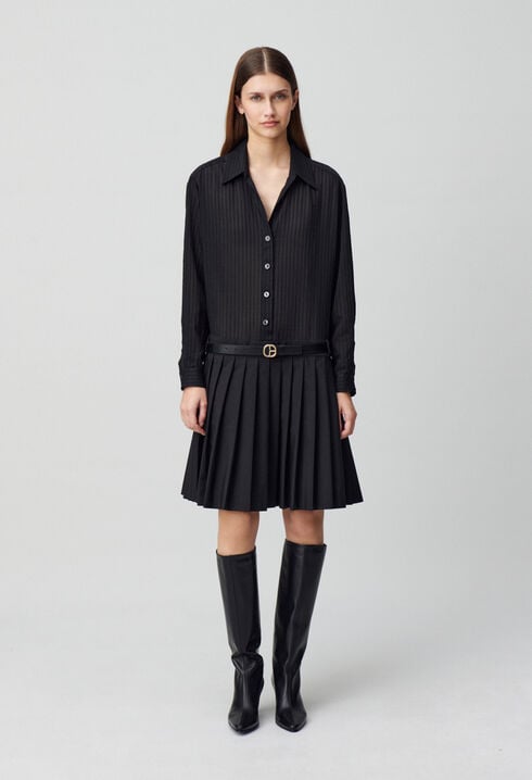 Striped mixed-fabric dress