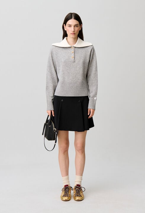Relaxed wool half-zip jumper