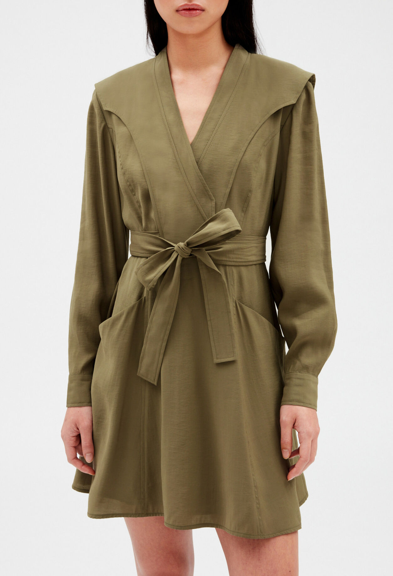 Khaki tie-belt dress