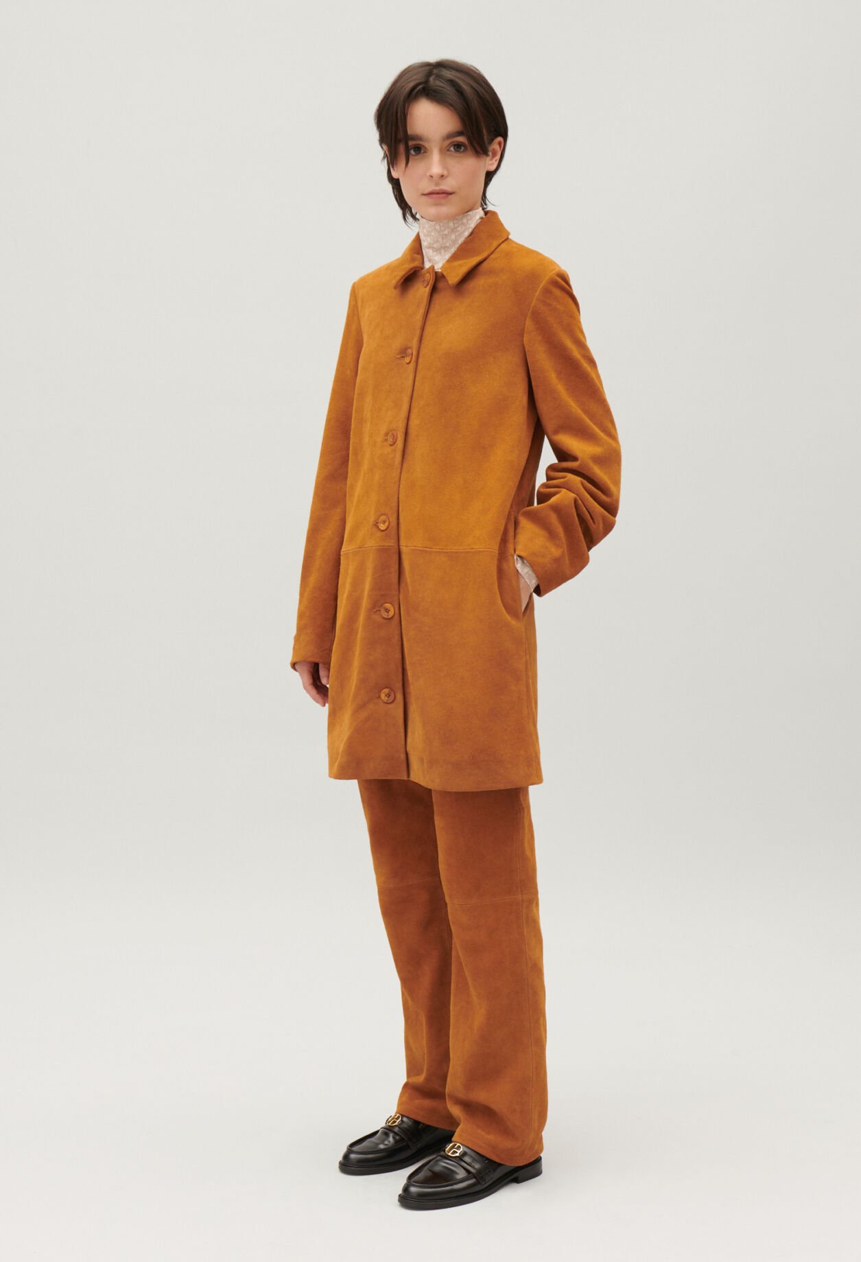 Dark beige suede leather trousers