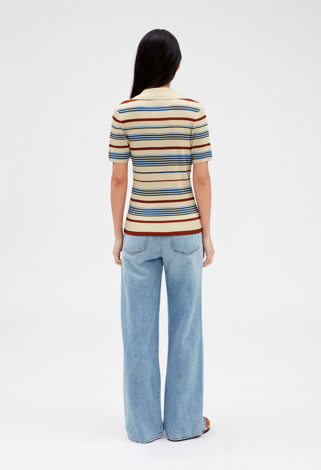 Short-sleeved polo collar jumper