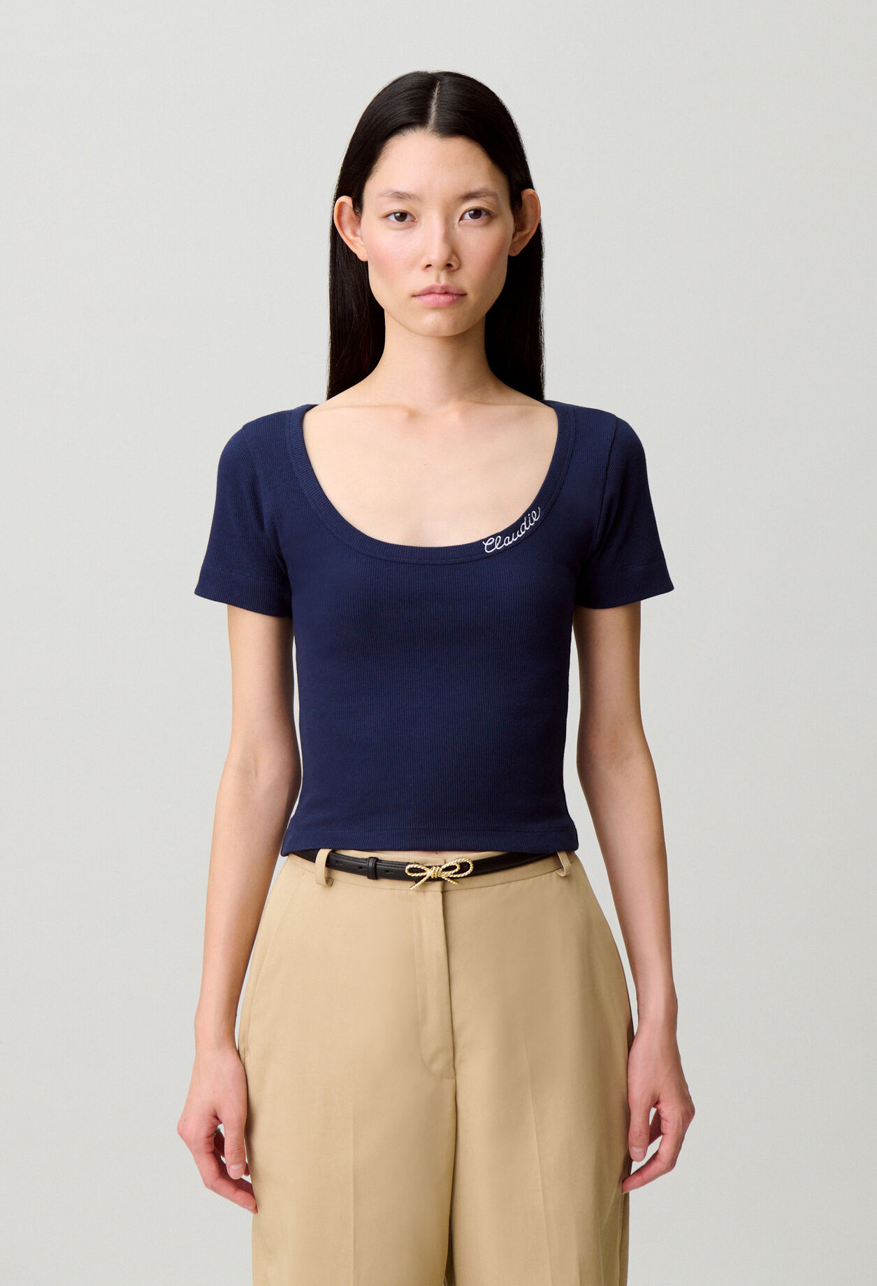 Embroidered cotton T-shirt