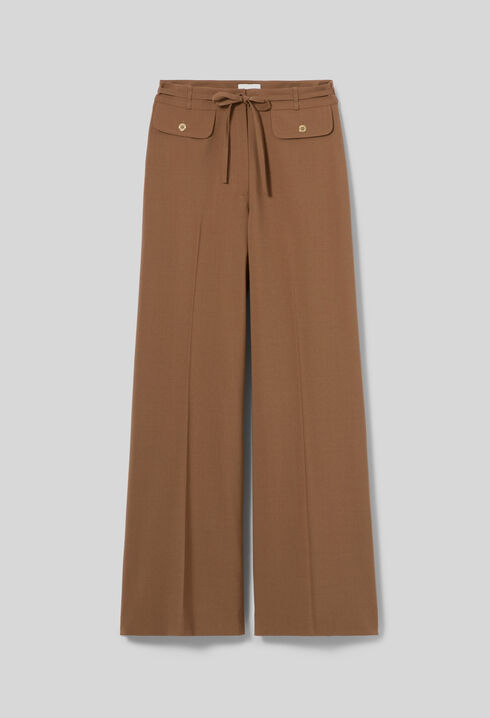 Wide-leg wool blend trousers